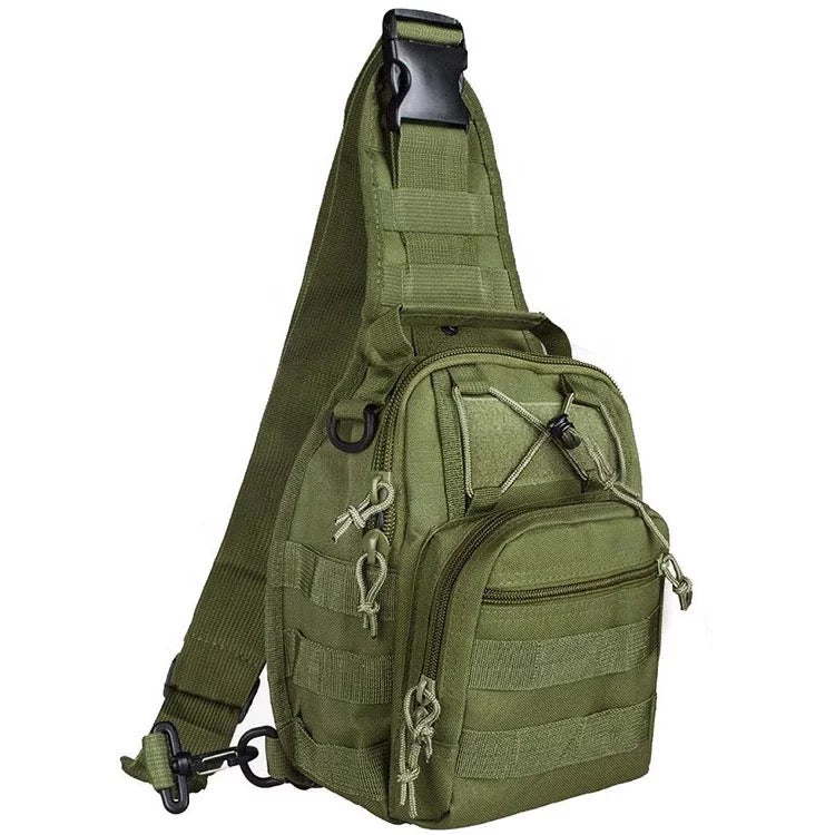 Men Backpack Molle Tactical Chest Bag Pack Sling Messenger Shoulder Bag Camouflage 7.09 x 5.12 x 11.02 in Black