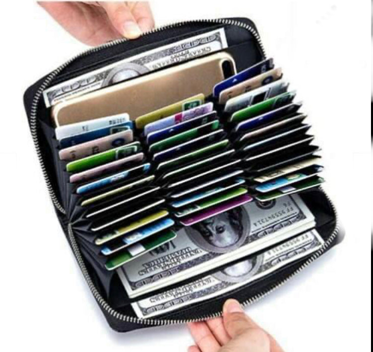 Women RFID Wallet Clutch Card Holder PU Leather Zipper Pocket